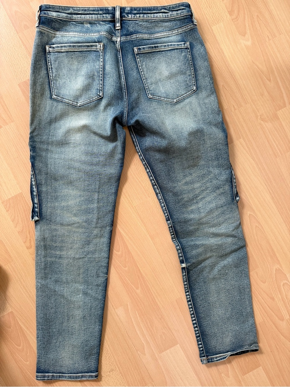 Men's Nova Men - Distressed Blue Cargo Pocket Jeans -Size 34 - Picture 4 of 4